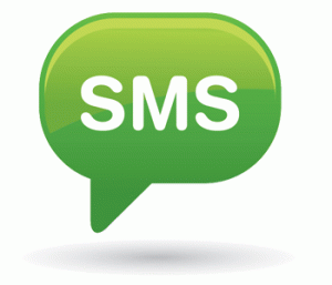 the word sms in chat bubble