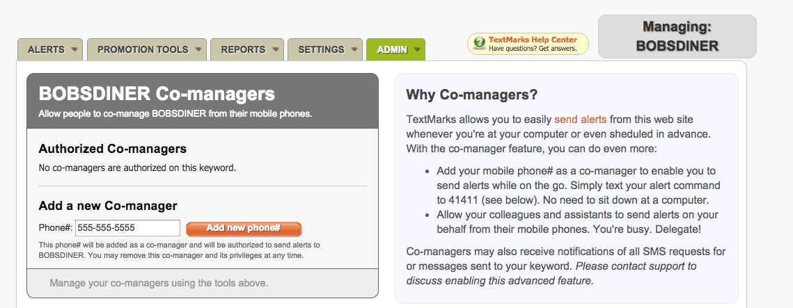 Send mass text messages from your phone with co-managers