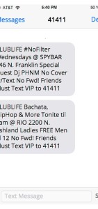 Club Life Text Messages